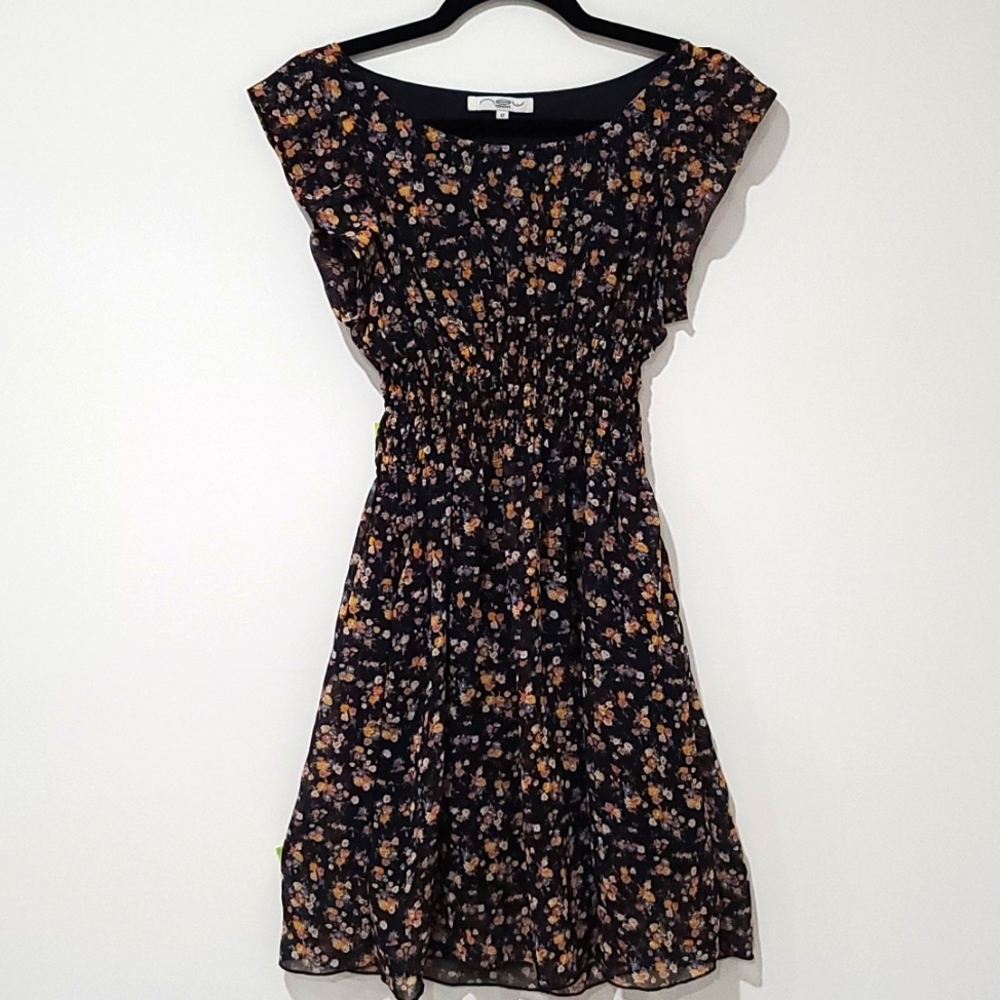 Floral navy dress